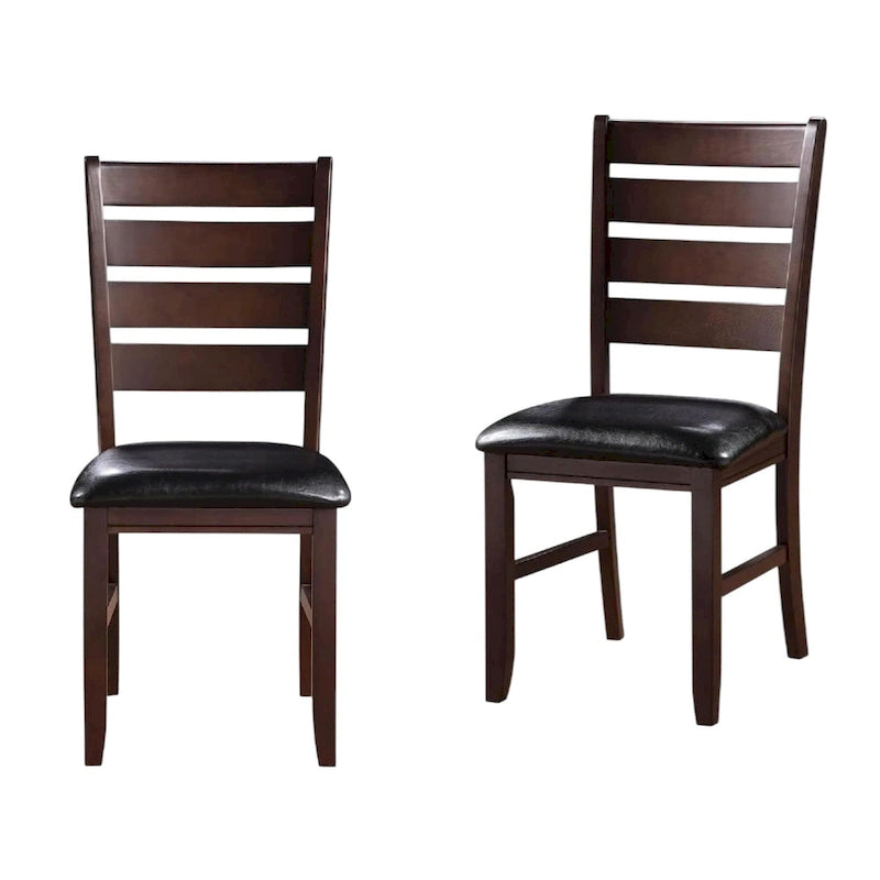 Faux Leather Ladder Back Side Chairs and Solid Wood Set of 2 - 23 L x 20 W x 40 H