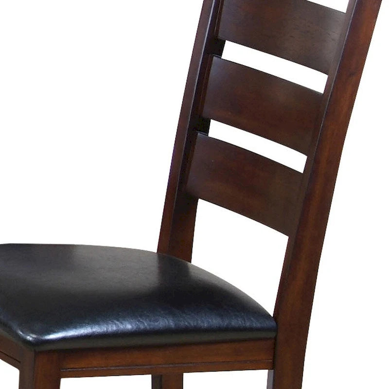 Faux Leather Ladder Back Side Chairs and Solid Wood Set of 2 - 23 L x 20 W x 40 H