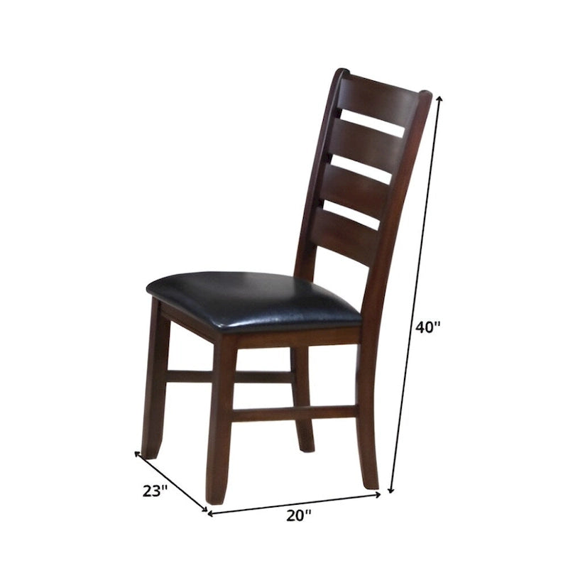 Faux Leather Ladder Back Side Chairs and Solid Wood Set of 2 - 23 L x 20 W x 40 H