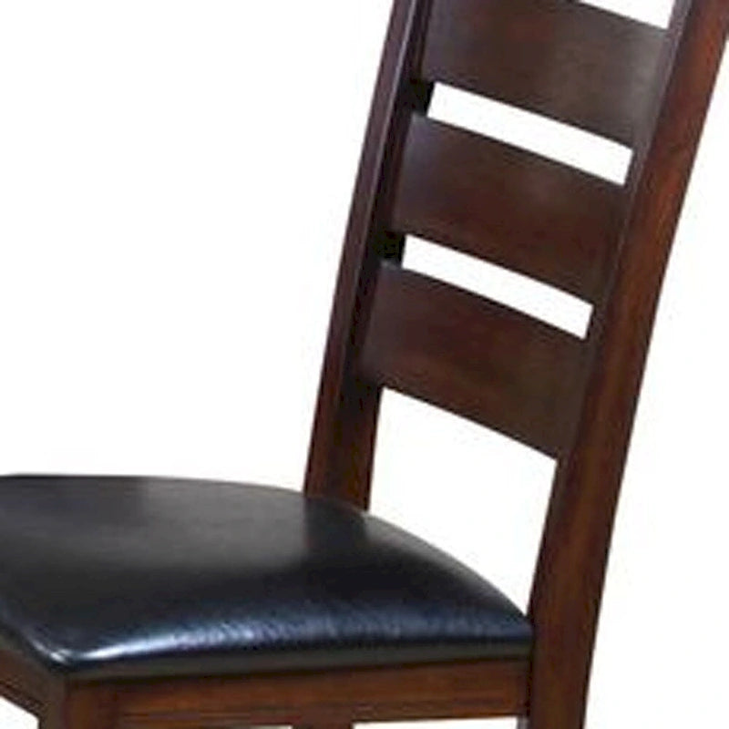 Faux Leather Ladder Back Side Chairs and Solid Wood Set of 2 - 23 L x 20 W x 40 H