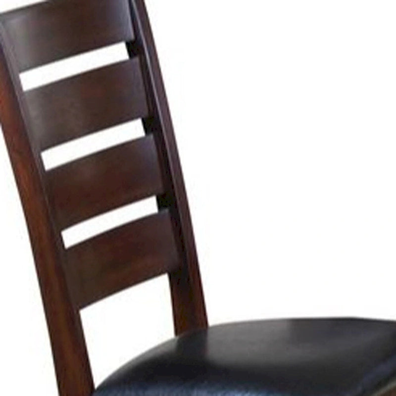 Faux Leather Ladder Back Side Chairs and Solid Wood Set of 2 - 23 L x 20 W x 40 H