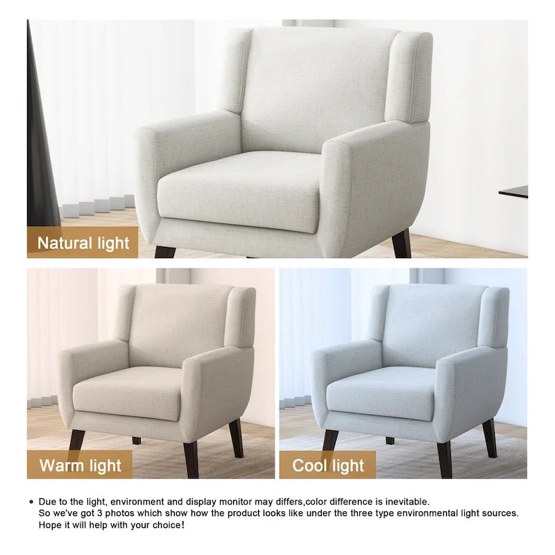 Wide Back Accent Chair with Wingback Design - Single Seater