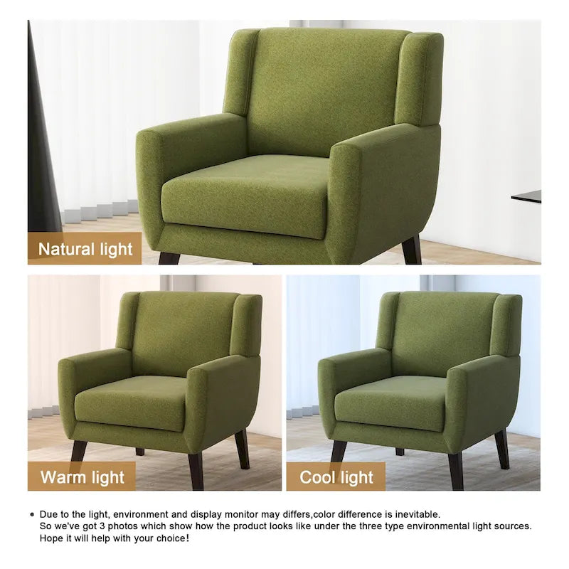 Wide Back Accent Chair with Wingback Design - Single Seater