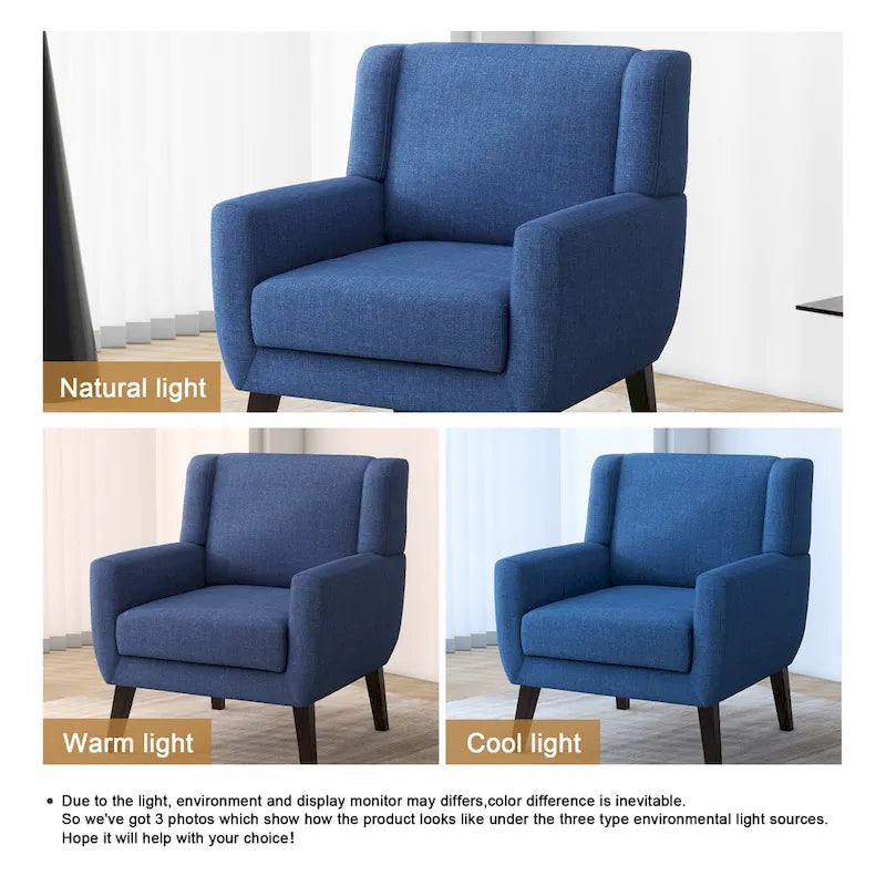 Wide Back Accent Chair with Wingback Design - Single Seater
