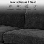 Modern 82 in. Square Arm Chenille Upholstered Rectangle Loveseat Sofa with USB Ports