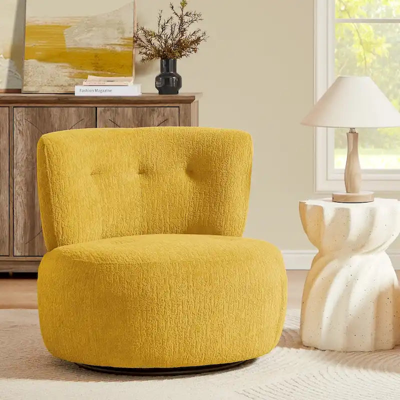 Art Leon Flannel Upholstered Swivel Accent Chair