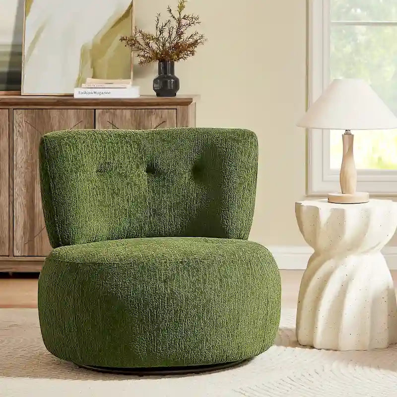 Art Leon Flannel Upholstered Swivel Accent Chair