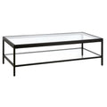 Contemporary 54-Inch Rectangular Coffee Table Glass Top with Steel Base Bottom Storage Shelf Perfect for Living Room