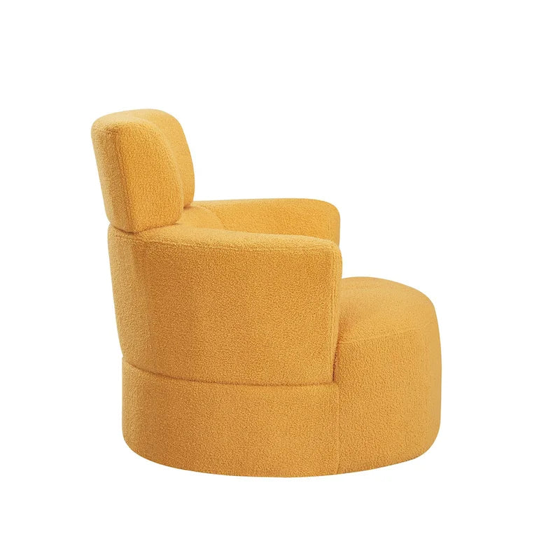 360 Swivel Chair, Upholstered Barrel Chair with Adjustable Headrest Modern Swivel Round Sofa Chair for Living Room