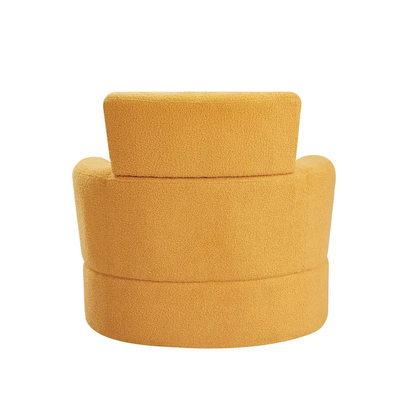 360 Swivel Chair, Upholstered Barrel Chair with Adjustable Headrest Modern Swivel Round Sofa Chair for Living Room
