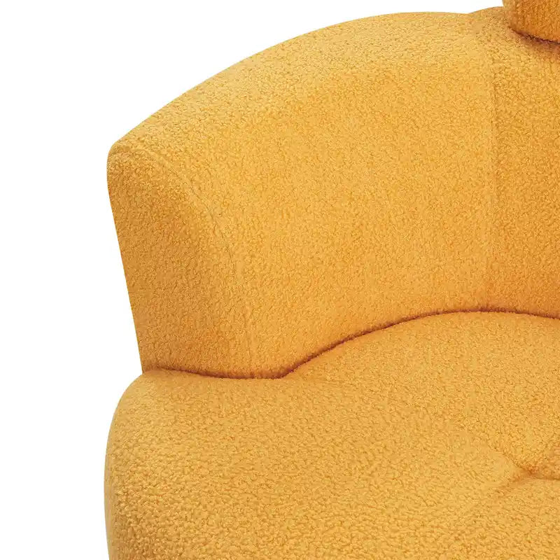 360 Swivel Chair, Upholstered Barrel Chair with Adjustable Headrest Modern Swivel Round Sofa Chair for Living Room