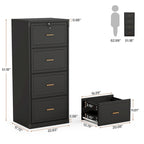 4-Drawer File Cabinet with Lock for A4/Letter/Legal Size Files