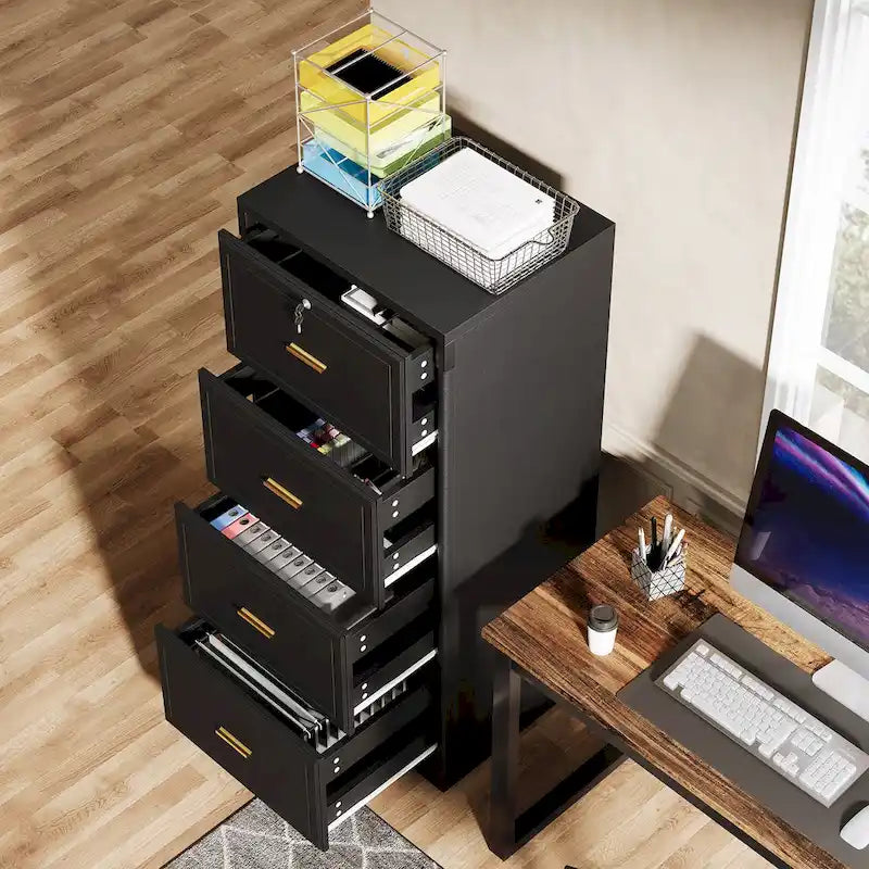 4-Drawer File Cabinet with Lock for A4/Letter/Legal Size Files