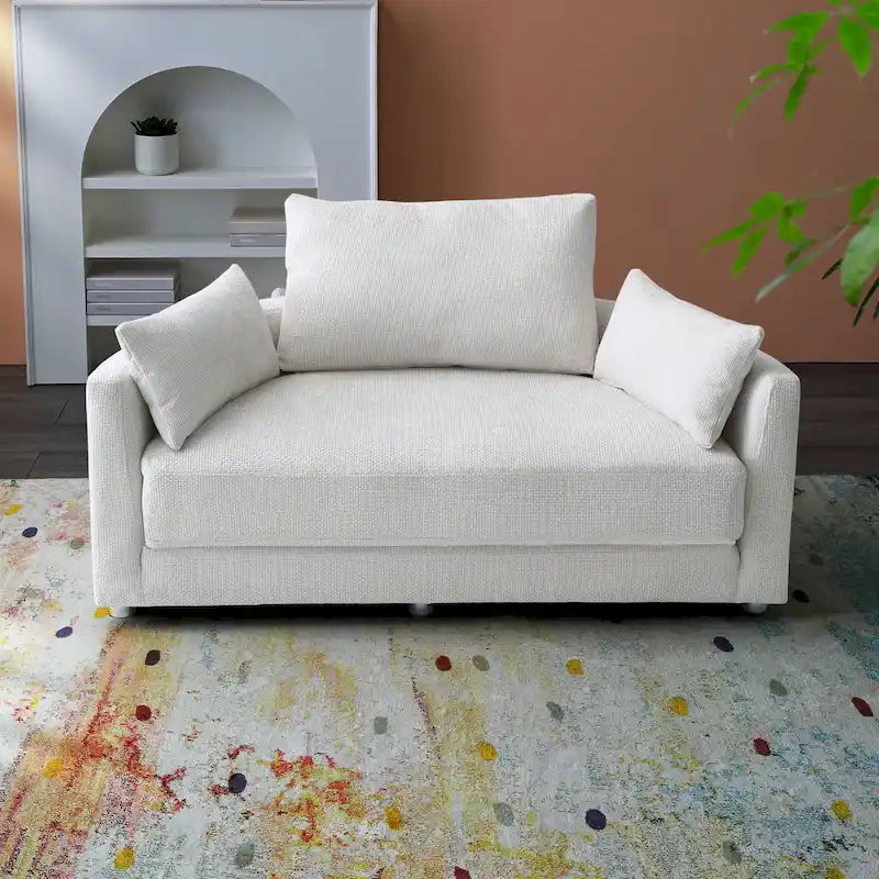 Foldable Linen Chair Bed,Floor Sleeper Sofa Bed,Circular Bed,Adjustable Futon Sofa,Folding Lazy Sofa Couch for Living Room