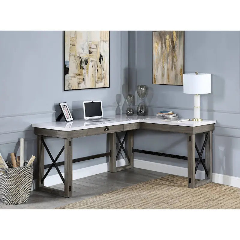 Talmar Marble Top Weathered Gray Finish Writing Desk with Lift Top