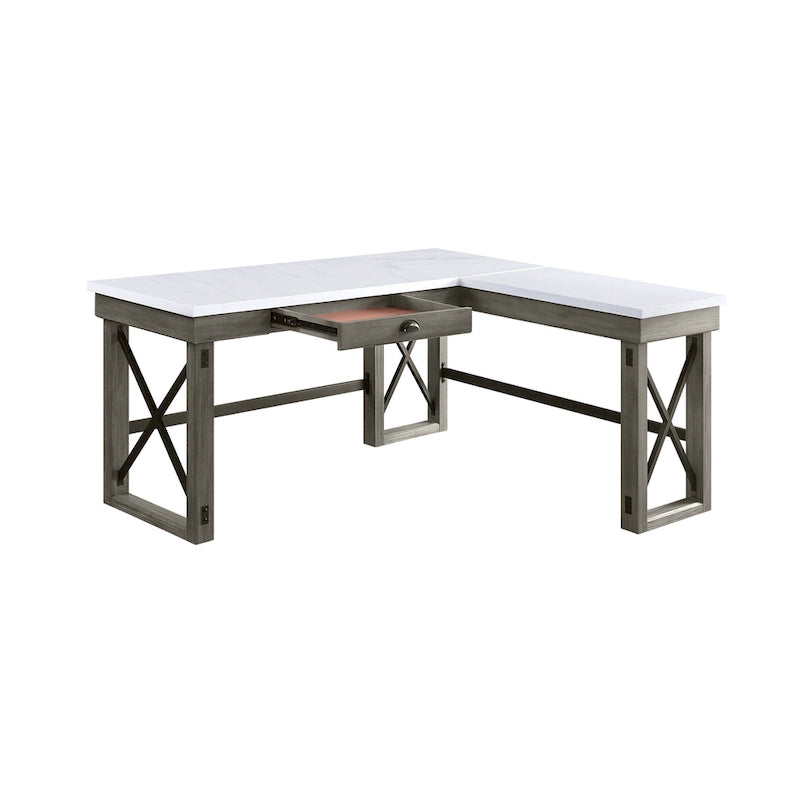 Talmar Marble Top Weathered Gray Finish Writing Desk with Lift Top