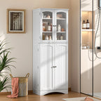 64 Kitchen Pantry Cabinet, Tall Storage Cabinet with Glass Doors and Adjustable Shelves