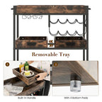 Rolling Bar Cart 3-Tier Industrial Buffet Serving Trolley w/