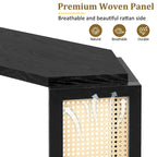 Arrow-Shaped Design Console Table Entryway Table with Open Shelf, Rattan Sofa Table Accent Table for Living Room Hallway