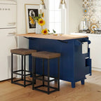 Topmax Farmhouse Kitchen Island Set With Drop Leaf And 2 Seatings