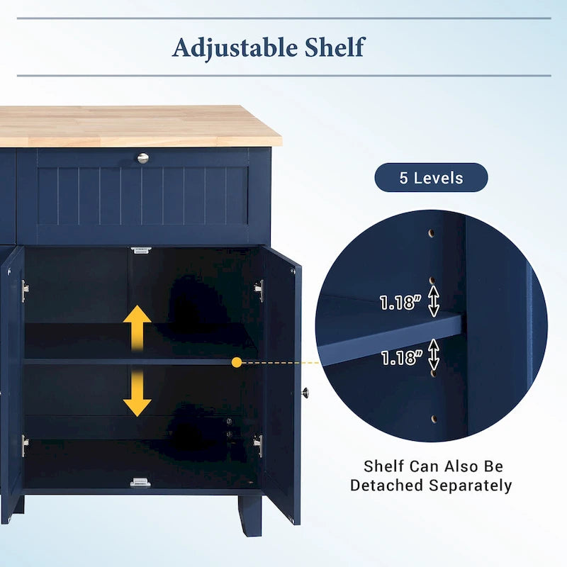 Topmax Farmhouse Kitchen Island Set With Drop Leaf And 2 Seatings