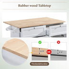 Topmax Farmhouse Kitchen Island Set With Drop Leaf And 2 Seatings