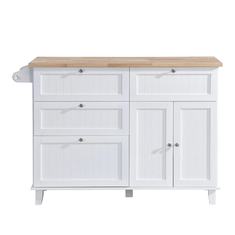 Topmax Farmhouse Kitchen Island Set With Drop Leaf And 2 Seatings