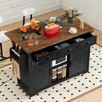 53.7 Farmhouse Kitchen Island With Power Outlet(no include stool)