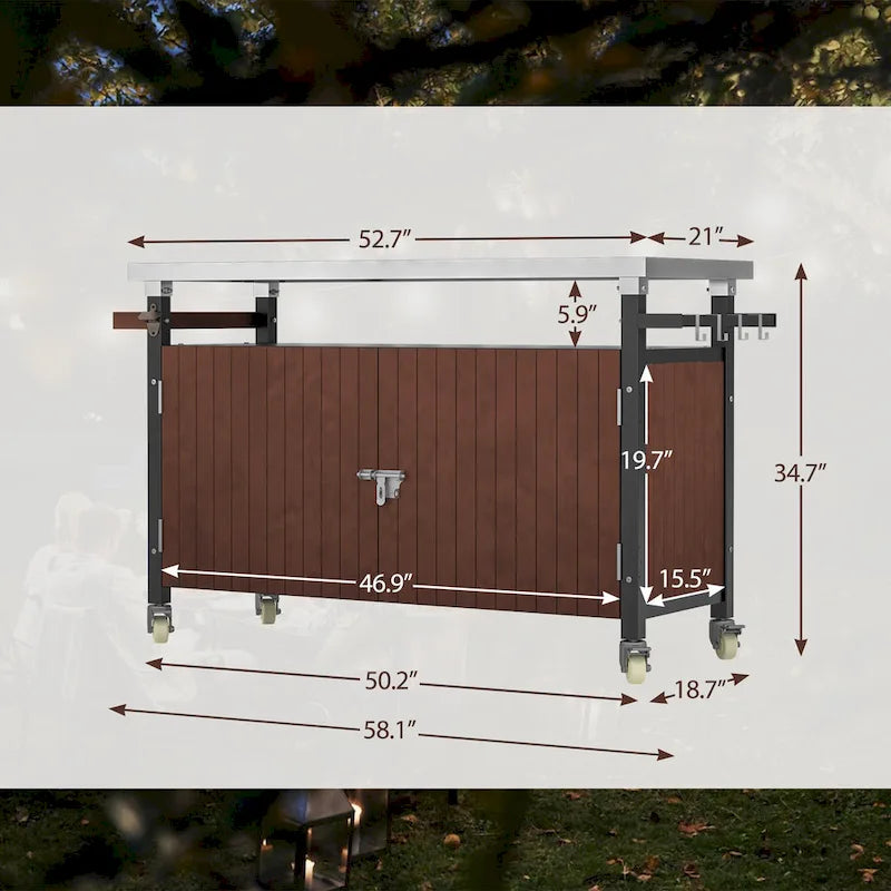 Outdoor Grill Cart With Stainless Steel Tabletop(no include stool)