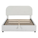 Platform Bed with Hydraulic Storage - Teddy Fleece - Full/Queen
