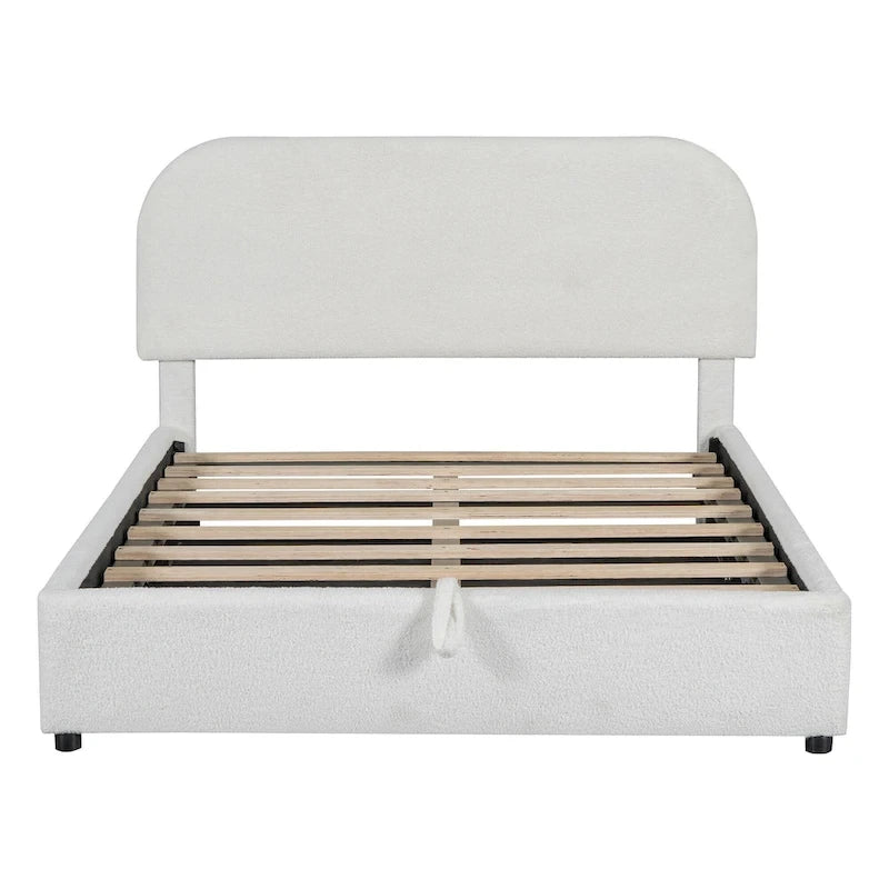 Platform Bed with Hydraulic Storage - Teddy Fleece - Full/Queen