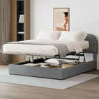 Platform Bed with Hydraulic Storage - Teddy Fleece - Full/Queen