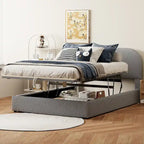 Platform Bed with Hydraulic Storage - Teddy Fleece - Full/Queen