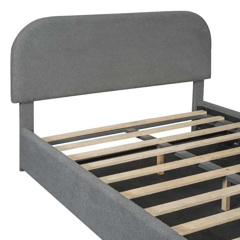 Platform Bed with Hydraulic Storage - Teddy Fleece - Full/Queen