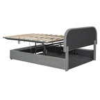 Platform Bed with Hydraulic Storage - Teddy Fleece - Full/Queen