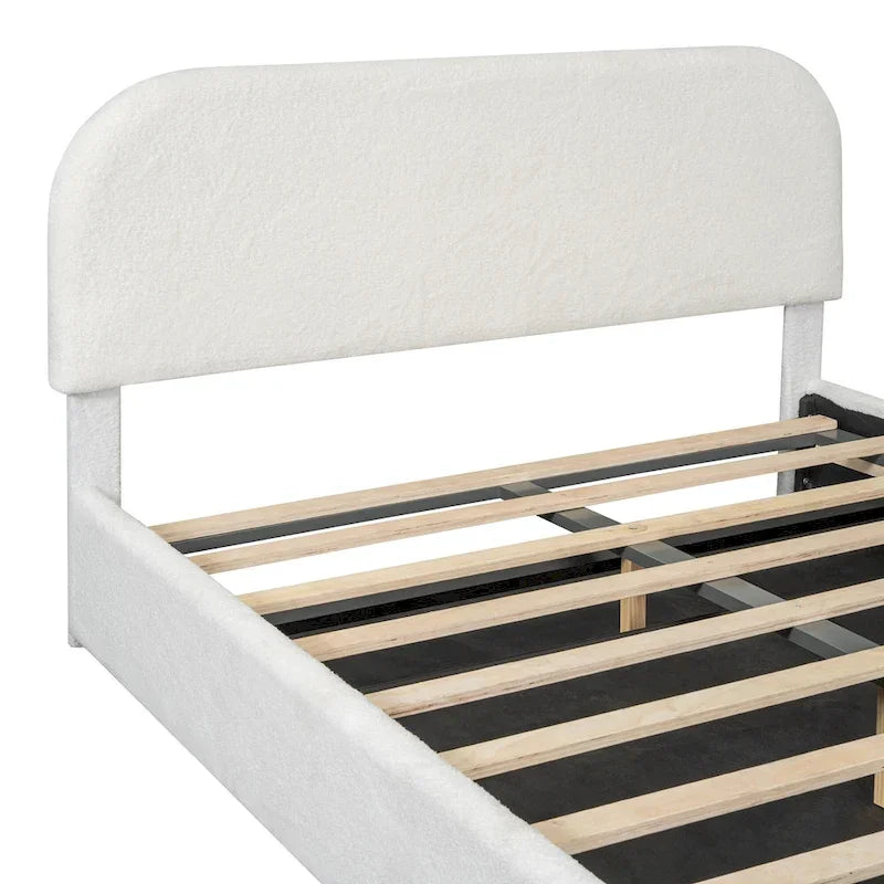 Platform Bed with Hydraulic Storage - Teddy Fleece - Full/Queen