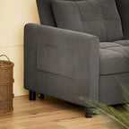 Grey Convertible Sleeper Loveseat with Pull-Out Bed