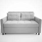 Grey Convertible Sleeper Loveseat with Pull-Out Bed