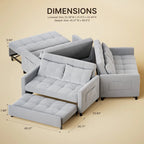 Grey Convertible Sleeper Loveseat with Pull-Out Bed
