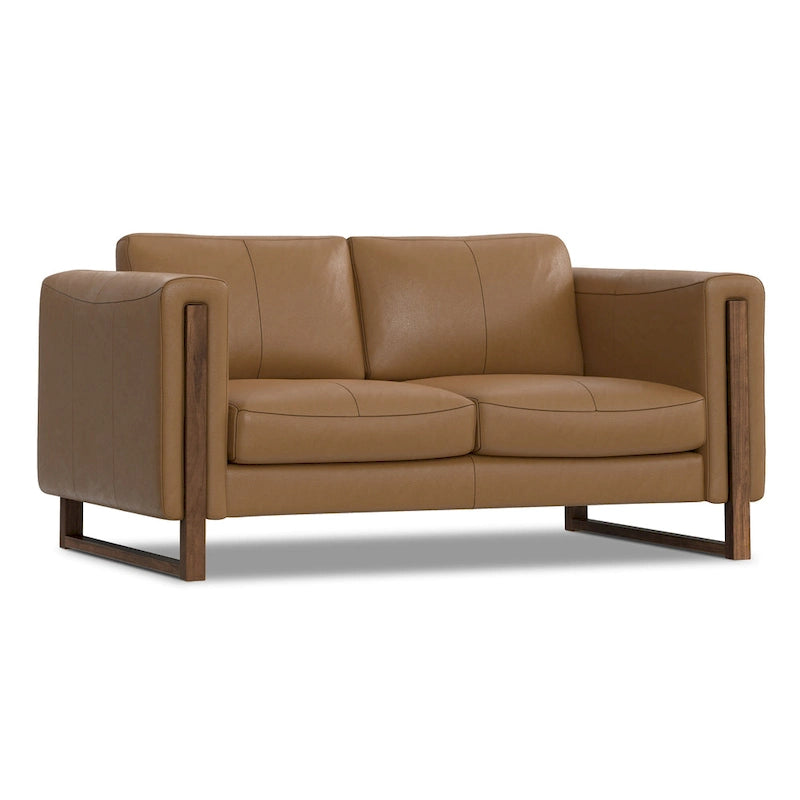 WYNDENHALL Hillcrest Modern, Contemporary 62 inch Wide Sofa in Genuine Leather