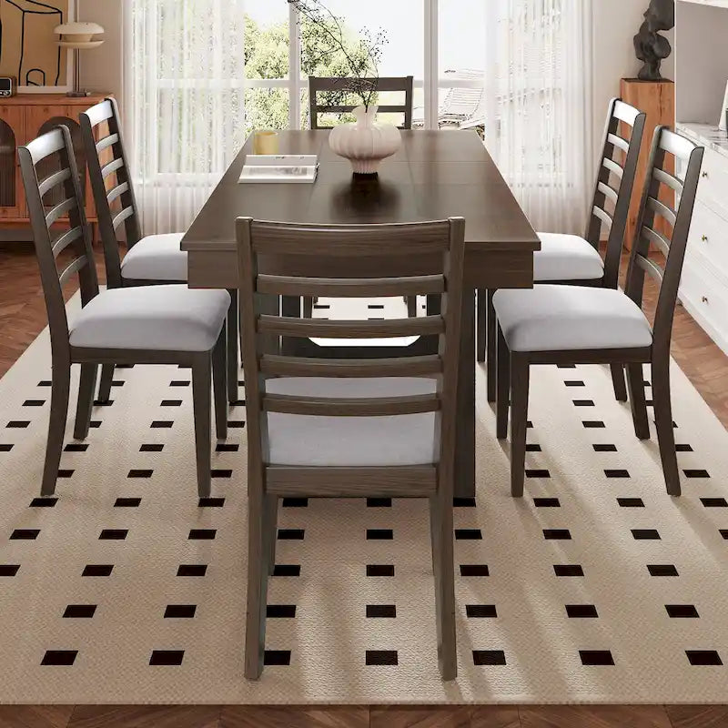 60-78 Extendable Dining Table, Farmhouse Wooden Kitchen Table with Removable Leaf, Large Expanding Table for 4-8