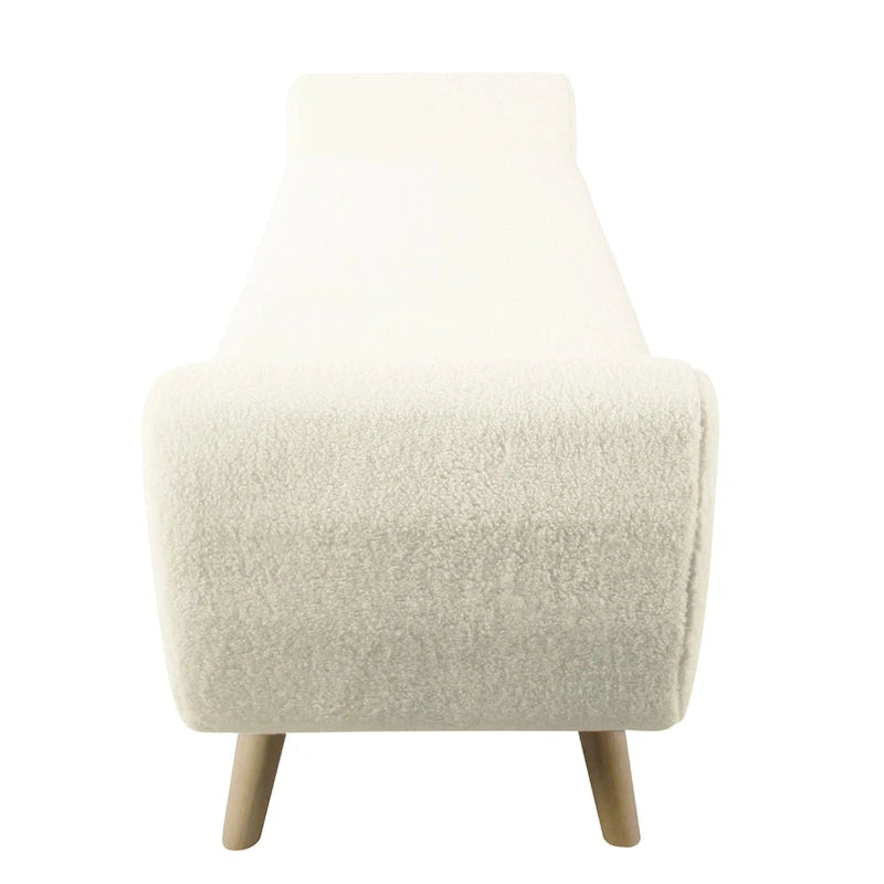 Rae Storage Bench Ottoman with Arms, Cream Sherpa, Brown, 60 Inch