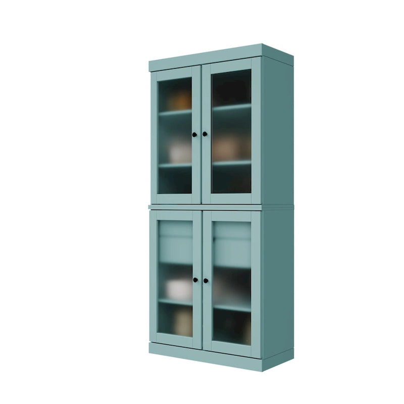 Palace Imports 100% Solid Wood Pantry Cabinet with Frosted Glass Doors, 2-Drawers and Adjustable Shelves - 32 x 71.5