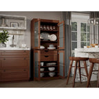 Palace Imports 100% Solid Wood Pantry Cabinet with Frosted Glass Doors, 2-Drawers and Adjustable Shelves - 32 x 71.5