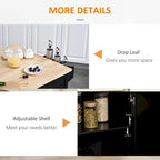 Mobile Kitchen Island with Drop Leaf, Storage Trolley Cart on Wheels, Towel/Spice Rack, 3 Drawers, 2-Door Cabinet