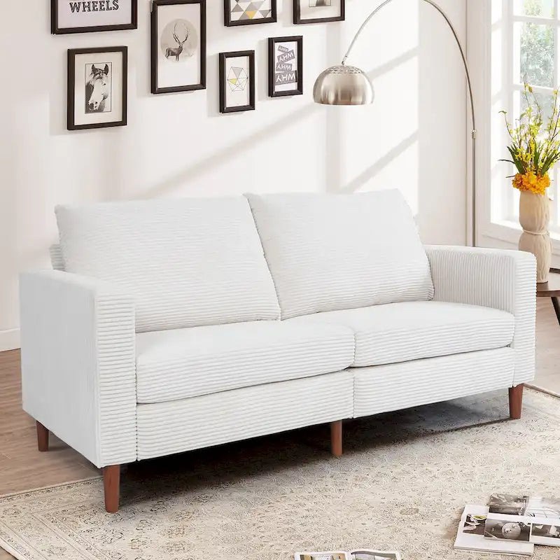 82.68 in. L Corduroy Mid-Century Modern Rectangle 2-Seater Loveseat with Square Arm