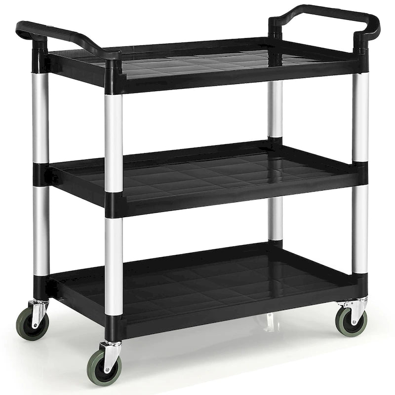  3-Shelf Utility Service Cart Aluminum Frame 490lbs Capacity w/