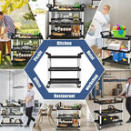 3-Shelf Utility Service Cart Aluminum Frame 490lbs Capacity w/