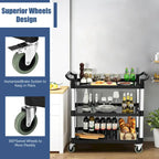 3-Shelf Utility Service Cart Aluminum Frame 490lbs Capacity w/