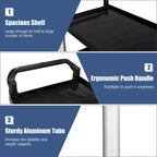 3-Shelf Utility Service Cart Aluminum Frame 490lbs Capacity w/